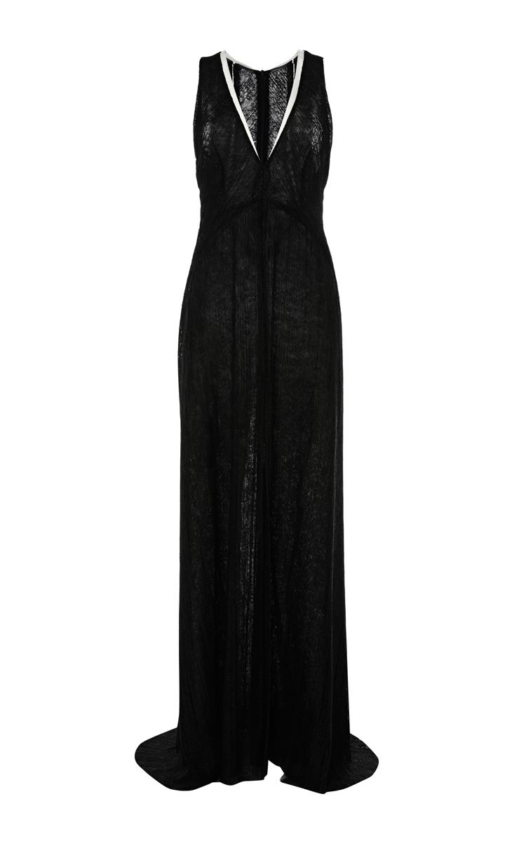 Galvan Pleated Lace Plunge Neck Dress - Image 3