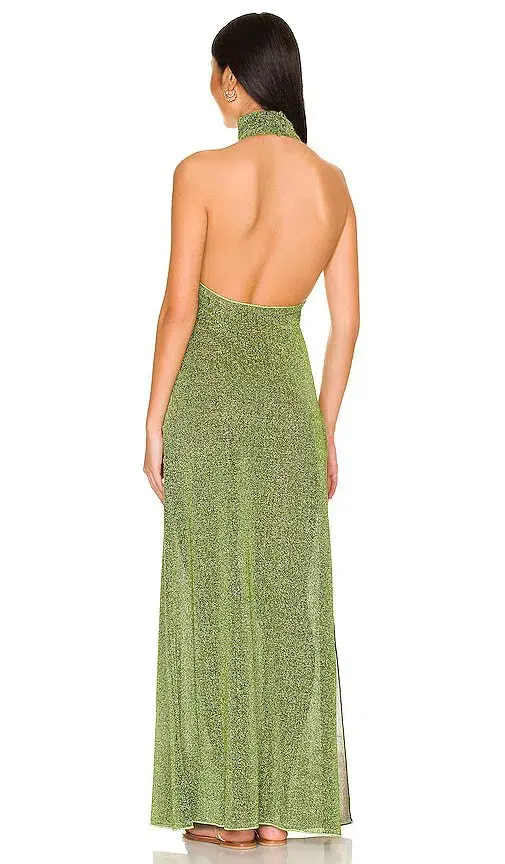 Oseree Lumiere Turtleneck Dress in Green Size 10  - Image 4