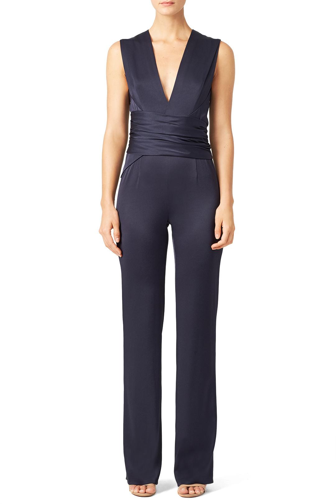 Galvan Satin Wrap Jumpsuit - Image 1