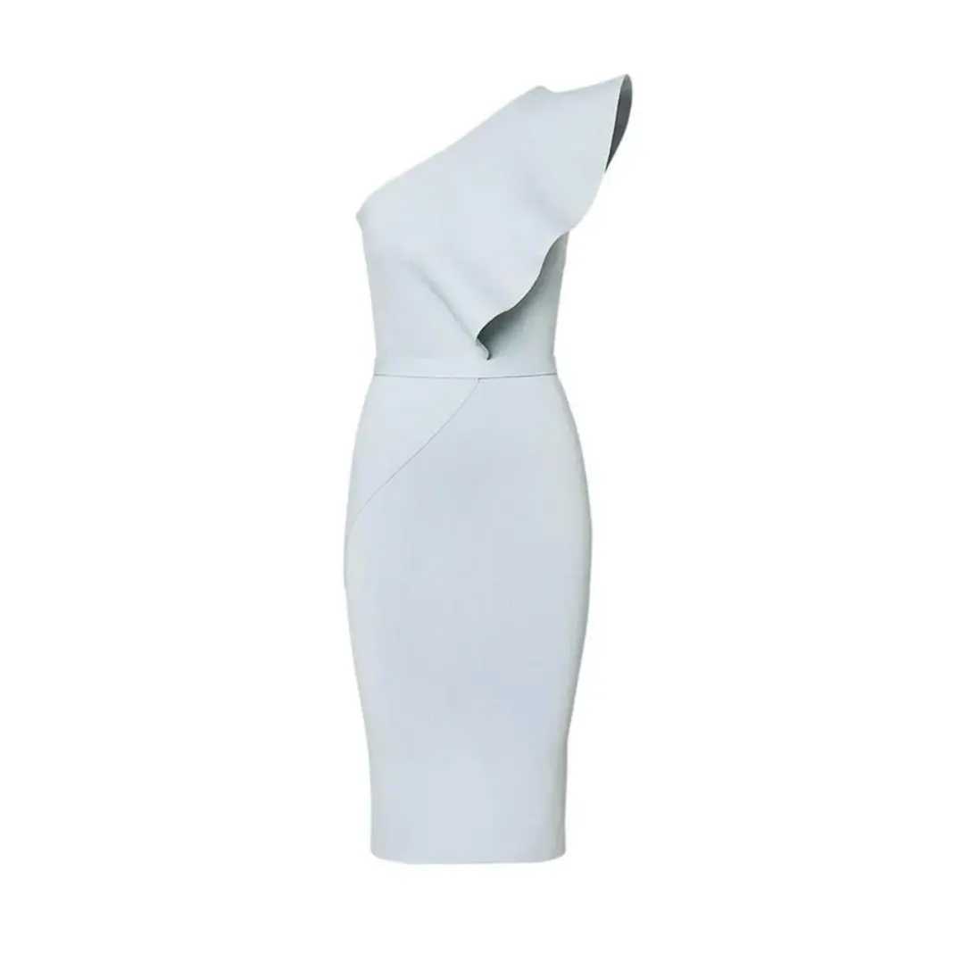 Scanlan Crepe Knit Ruffle Dress Argento Size M / Au 10  for rent on The Volte - main image