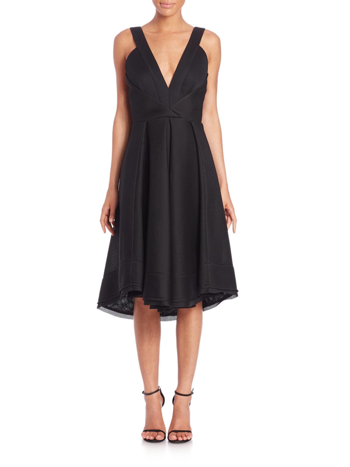Nicholas Mesh Deep V Gown Black Size 8 - Image 1