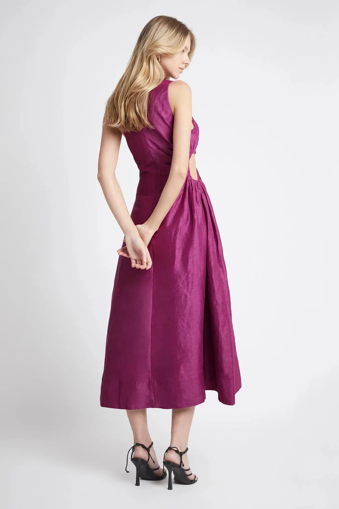 Aje Chateau Cut Out Dress Fuchsia Size 6 - Image 3