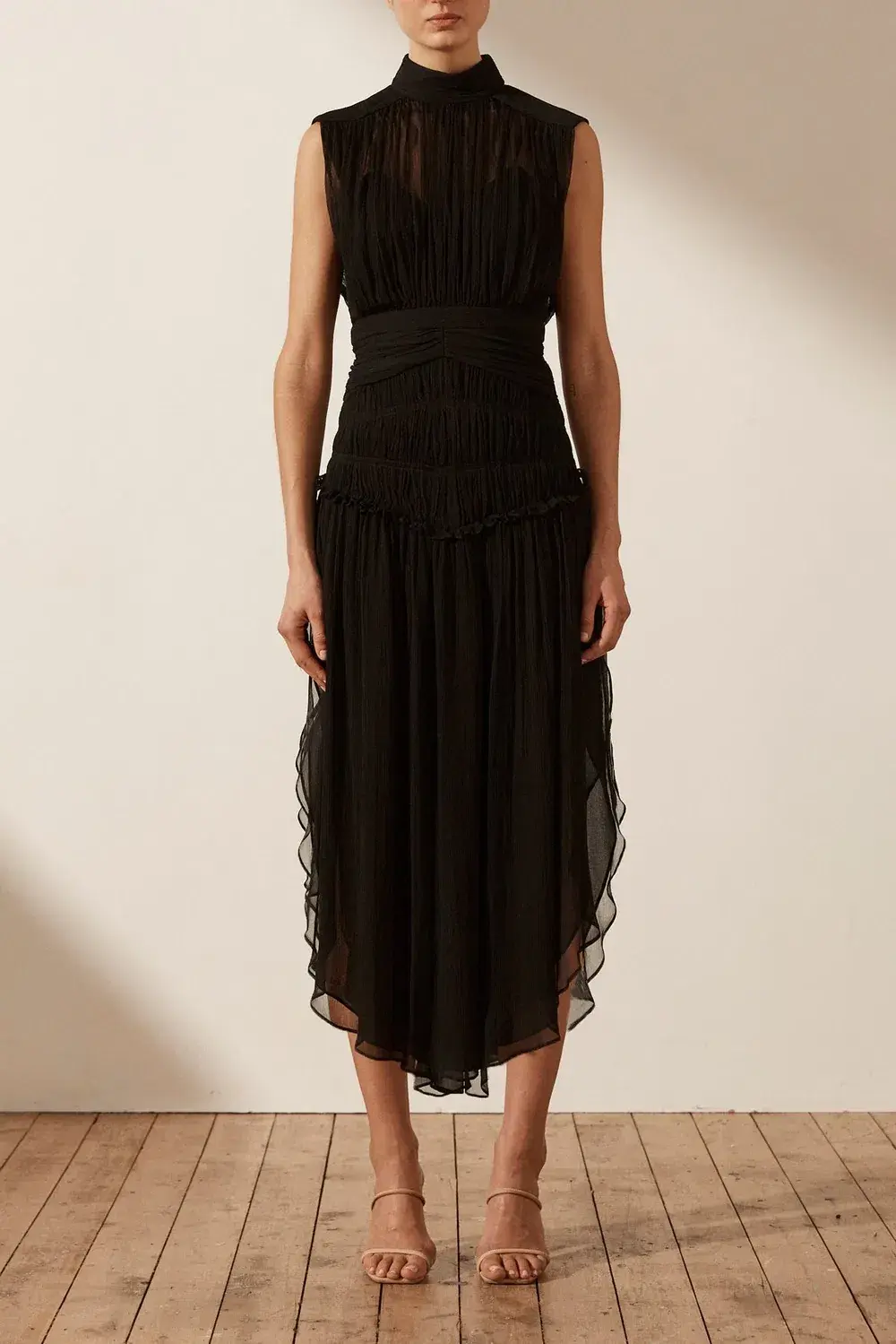 Shona Joy Safira Sleeveless Open Back Midi Dress Black Size 8 - Image 1
