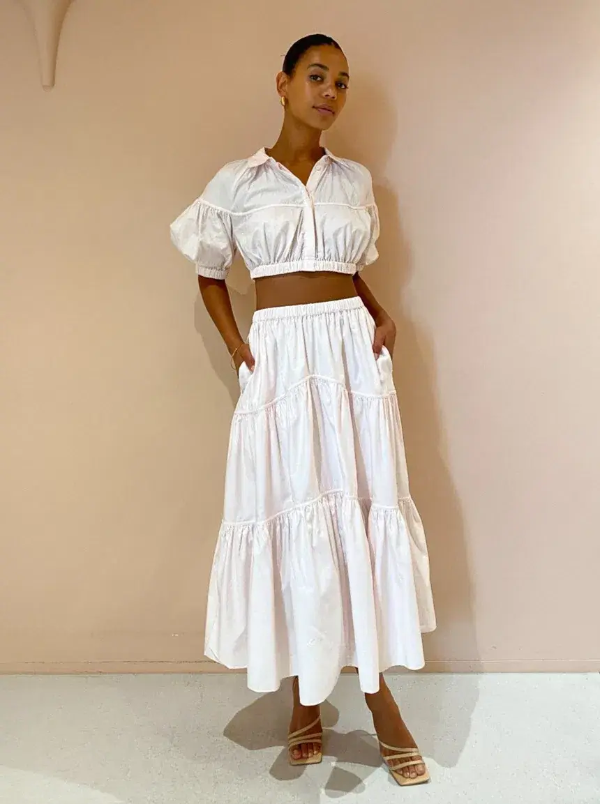 Acler Marquis Top and Skirt Set in Shell Pink Size 8 - Image 2