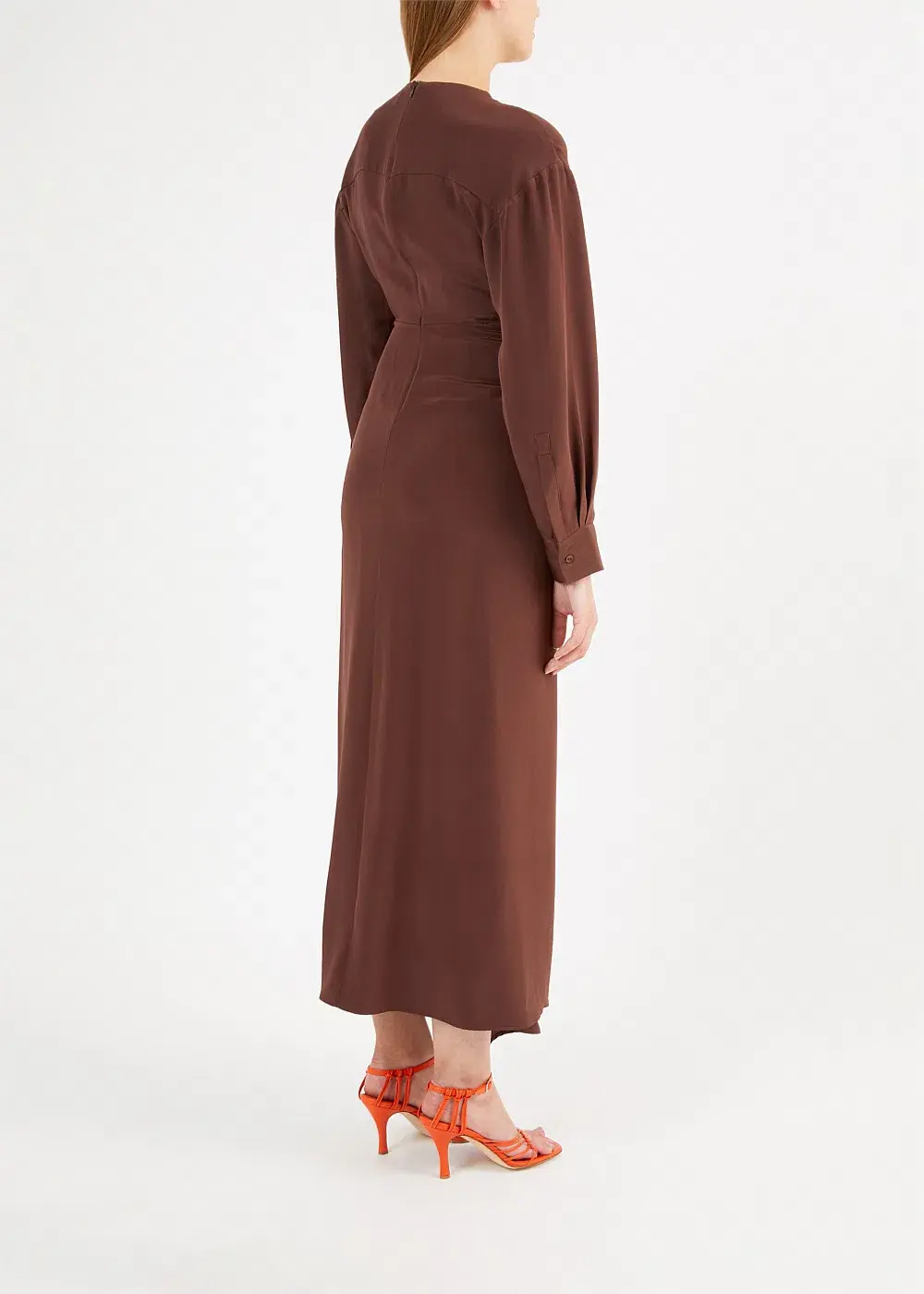 Christopher Esber The Ruched Disconnect Shirt Dress Brown Size 12  - Image 2