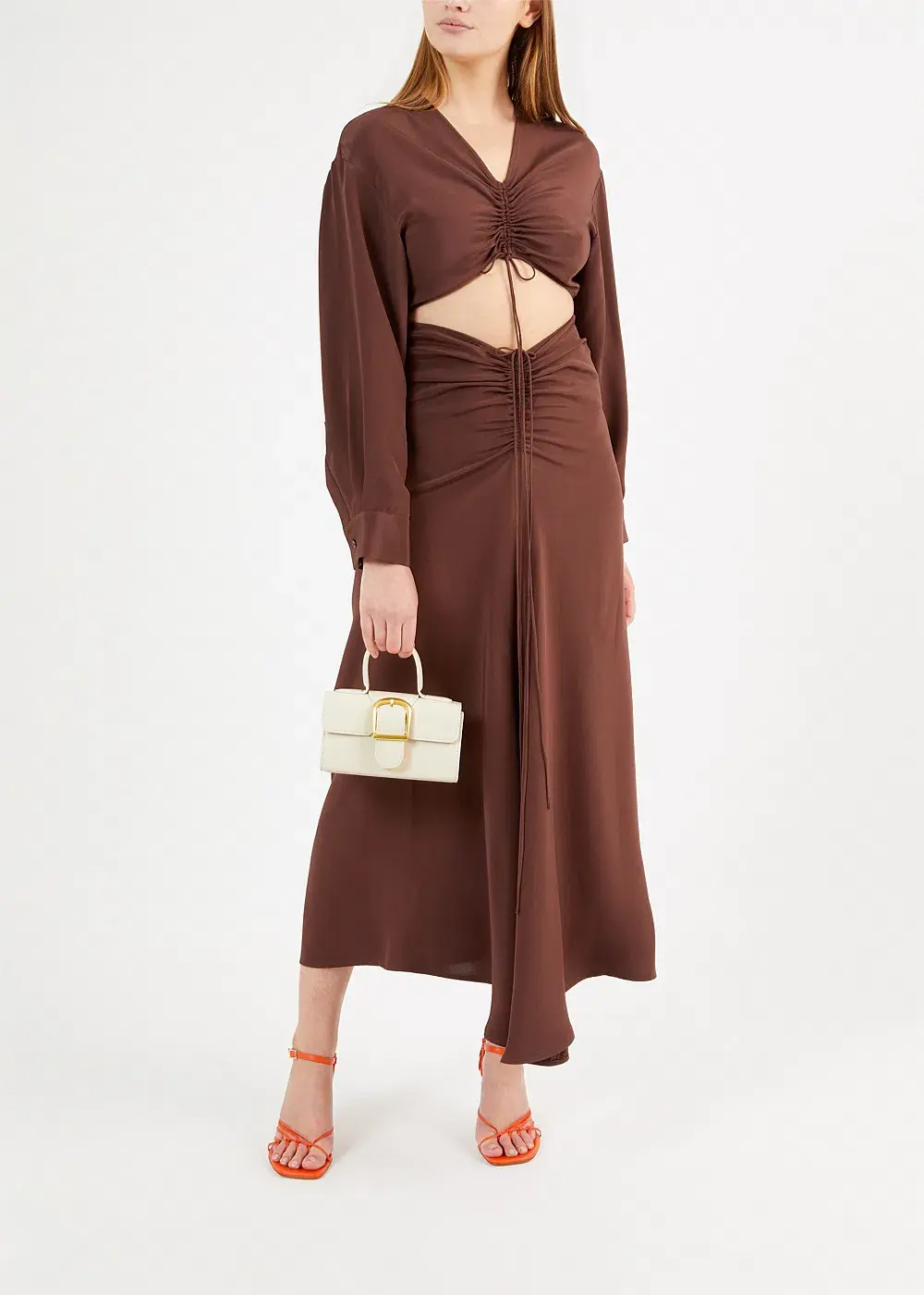 Christopher Esber The Ruched Disconnect Shirt Dress Brown Size 12  - Image 1