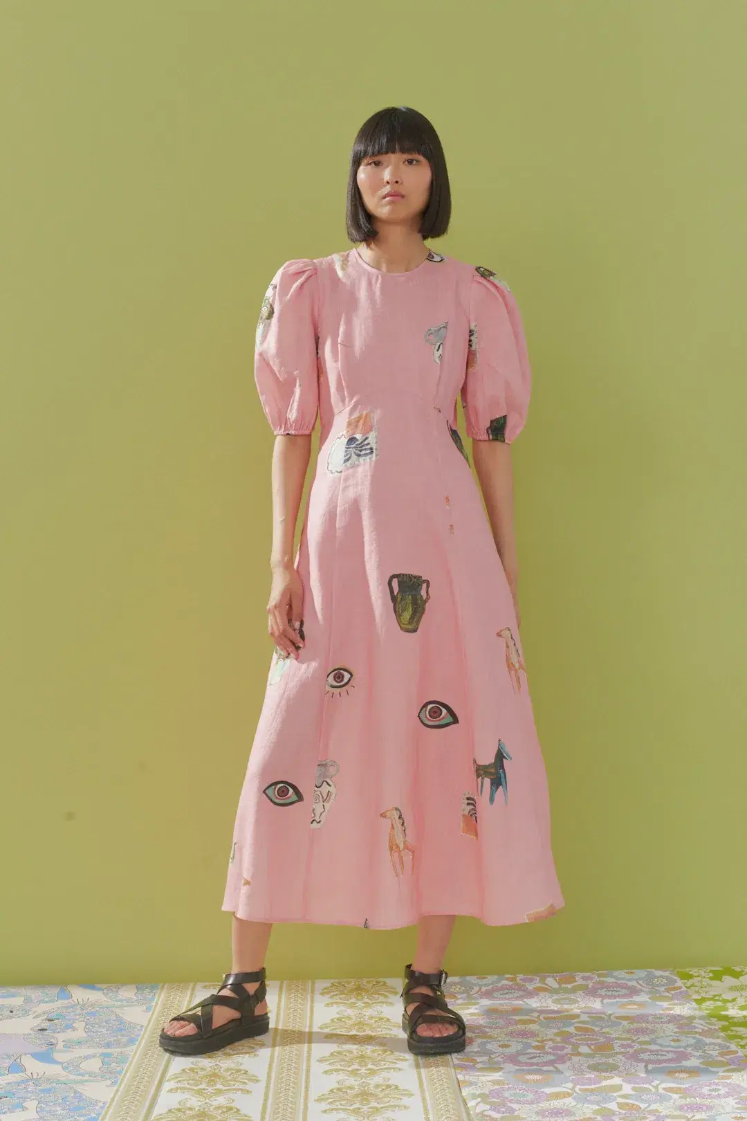 Alemais Cleo Midi Dress Pink Size 1 /AU 8 - Image 1