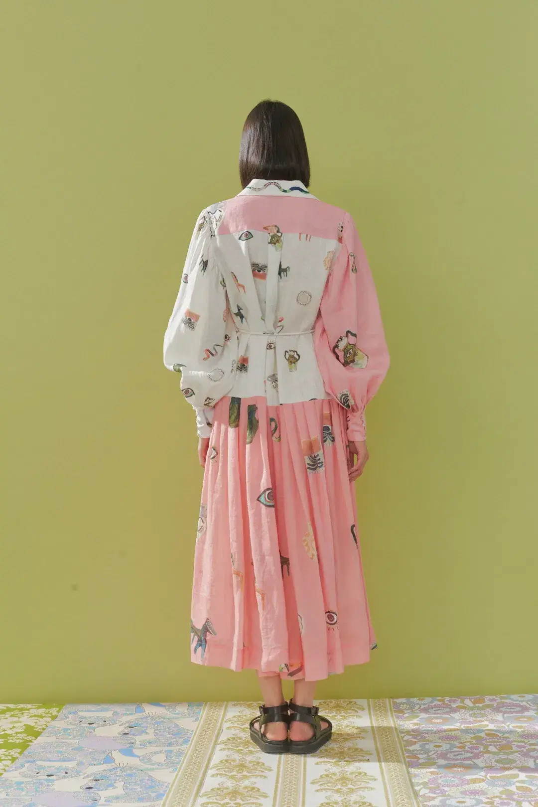 Alemais Cleo Patchwork Midi Dress Pink Size 0 - Image 3