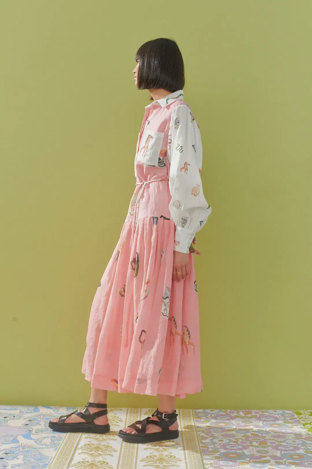 Alemais Cleo Patchwork Midi Dress Pink Size 0 - Image 2