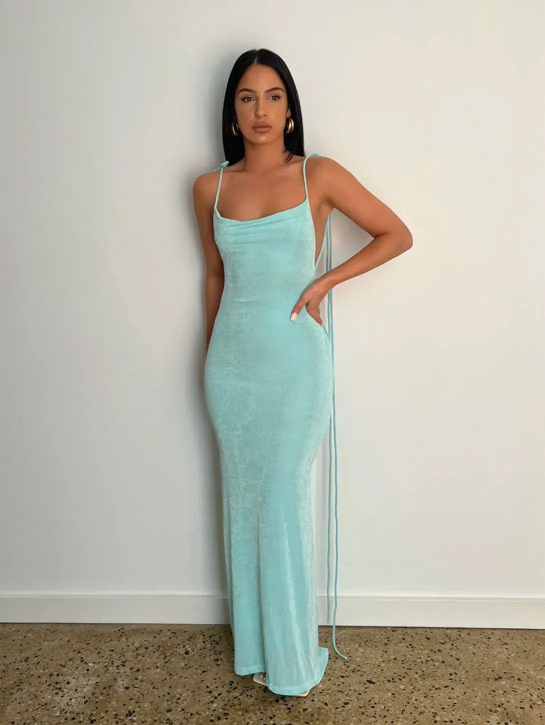 Mélani the Label Cristina Gown - Aqua - Medium - Image 2