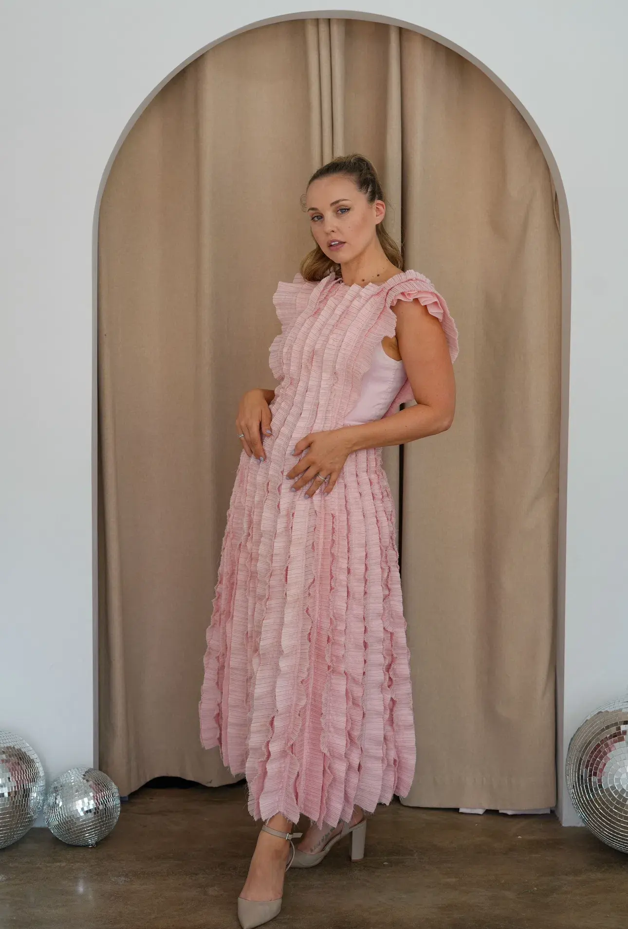 Aje Hybrid Midi Dress Pink Size 8 - Image 2