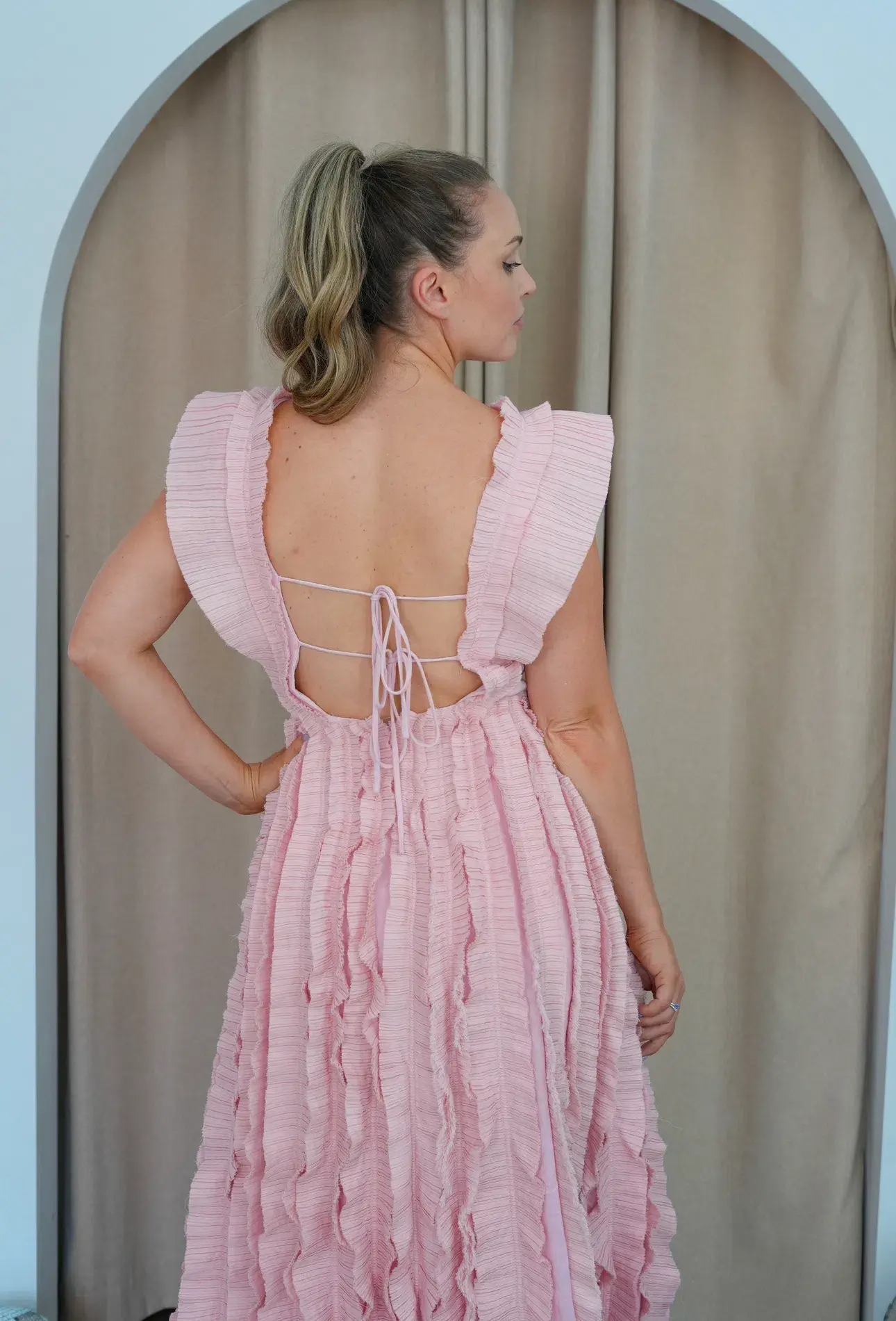 Aje Hybrid Midi Dress Pink Size 8 - Image 3