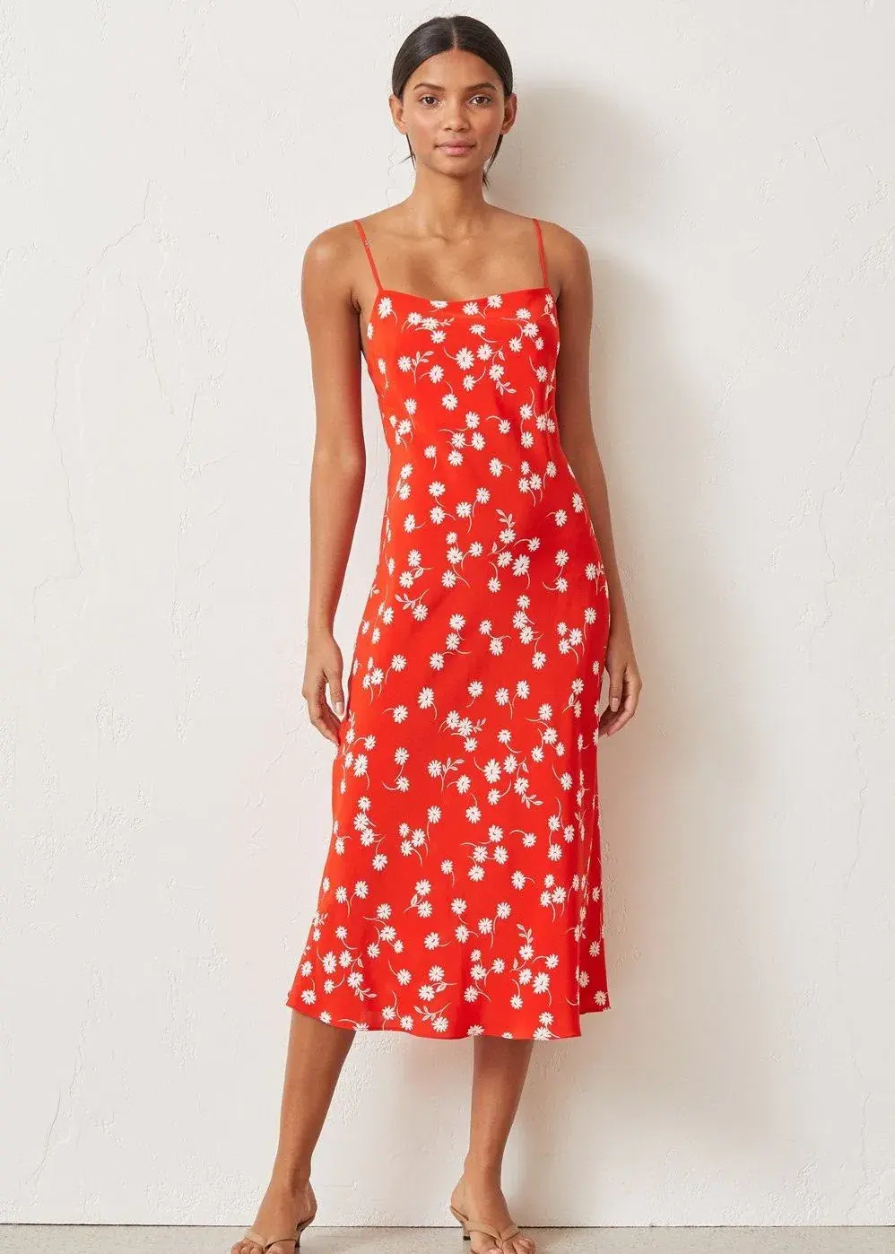 Bec & Bridge White Daisy Slip Dress in Red Floral Size 12 - Image 1