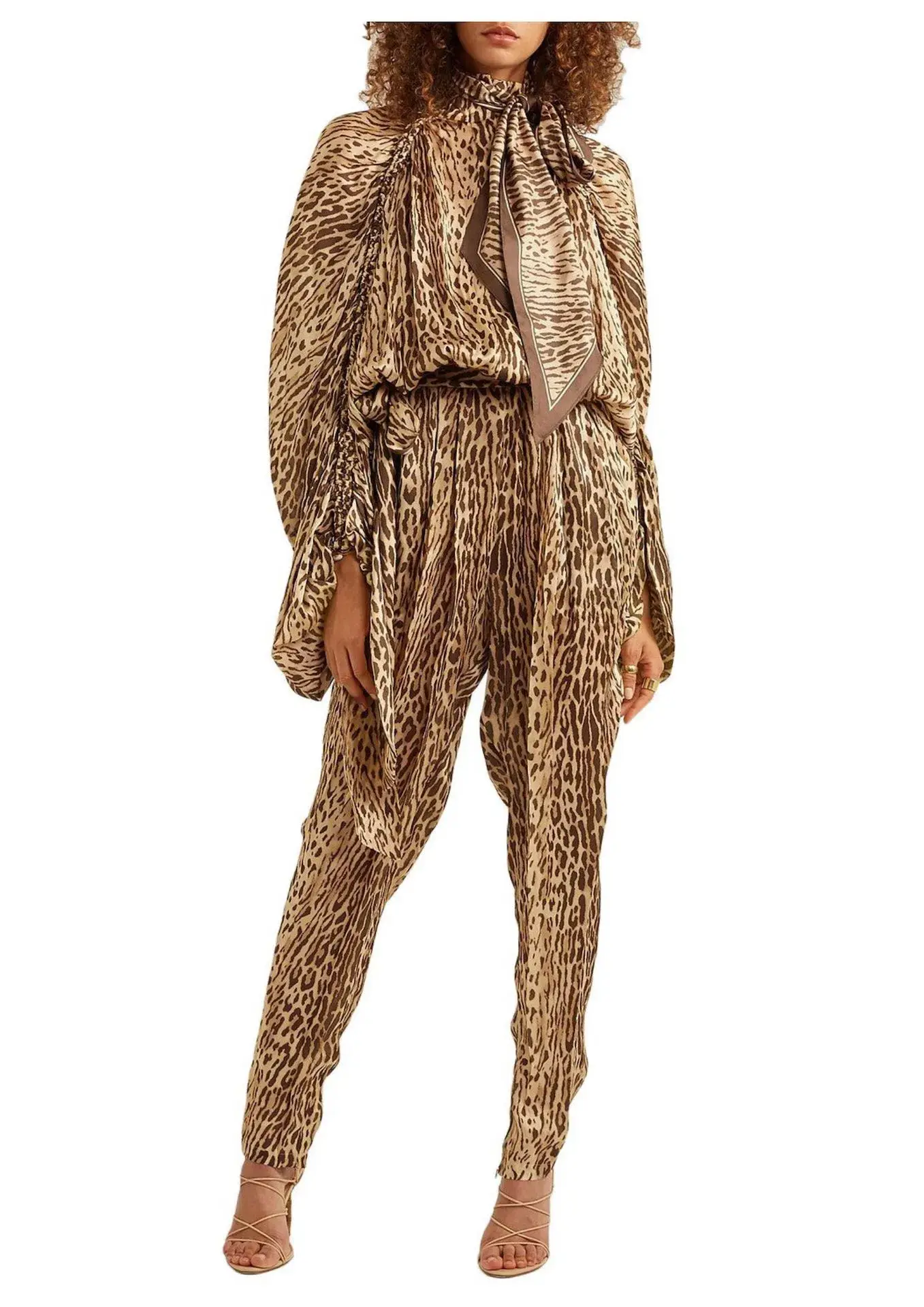 Zimmermann Espionage Tie Neck Leopard Jumpsuit Animal Print Size 0 / AU 8 - Image 1