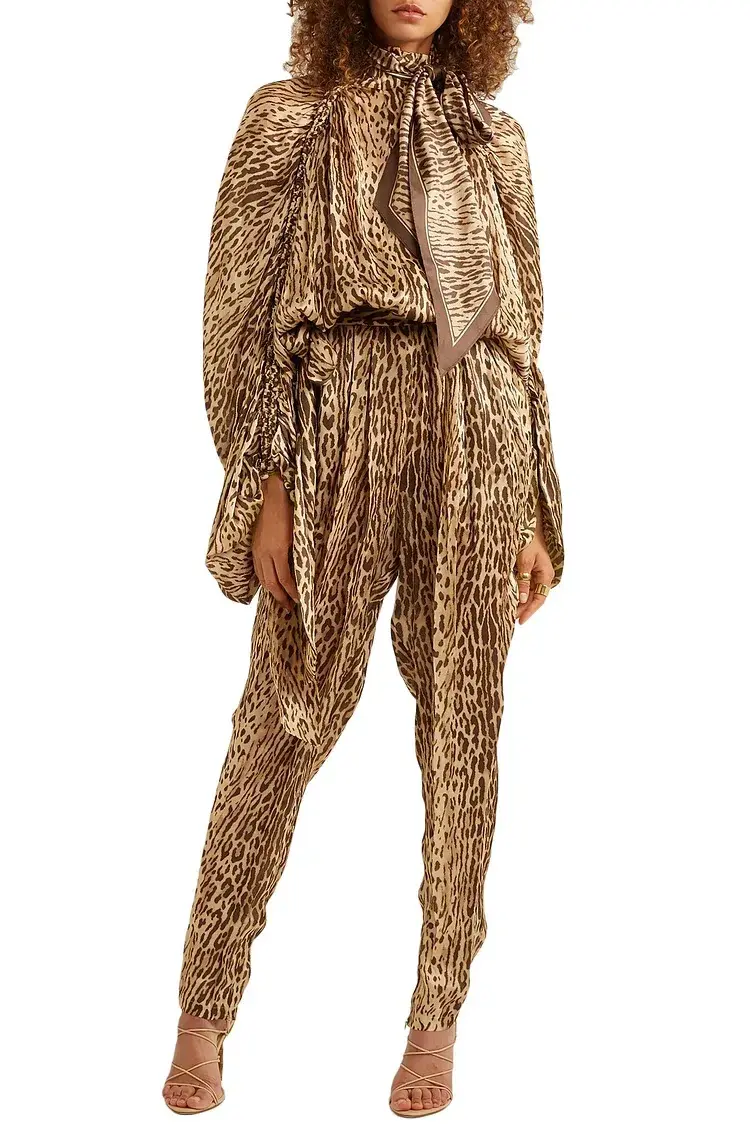Zimmermann Espionage Tie Neck Leopard Jumpsuit Animal Print Size 0 / AU 8 - Image 5