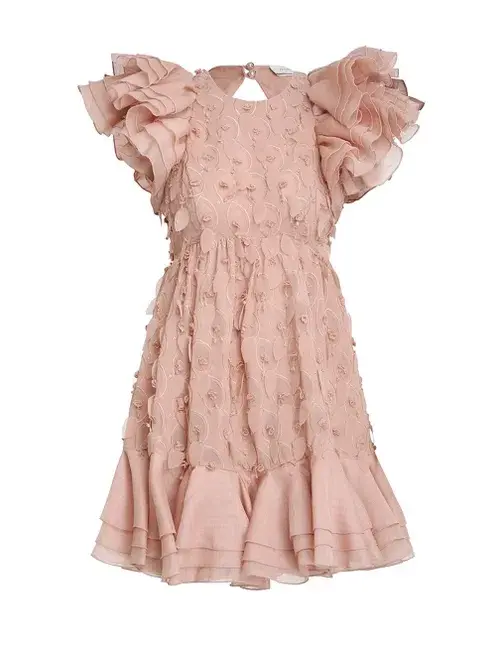 Zimmermann Dancer Frilled Mini Dress Blush Size 1 / Au 10 - Image 3