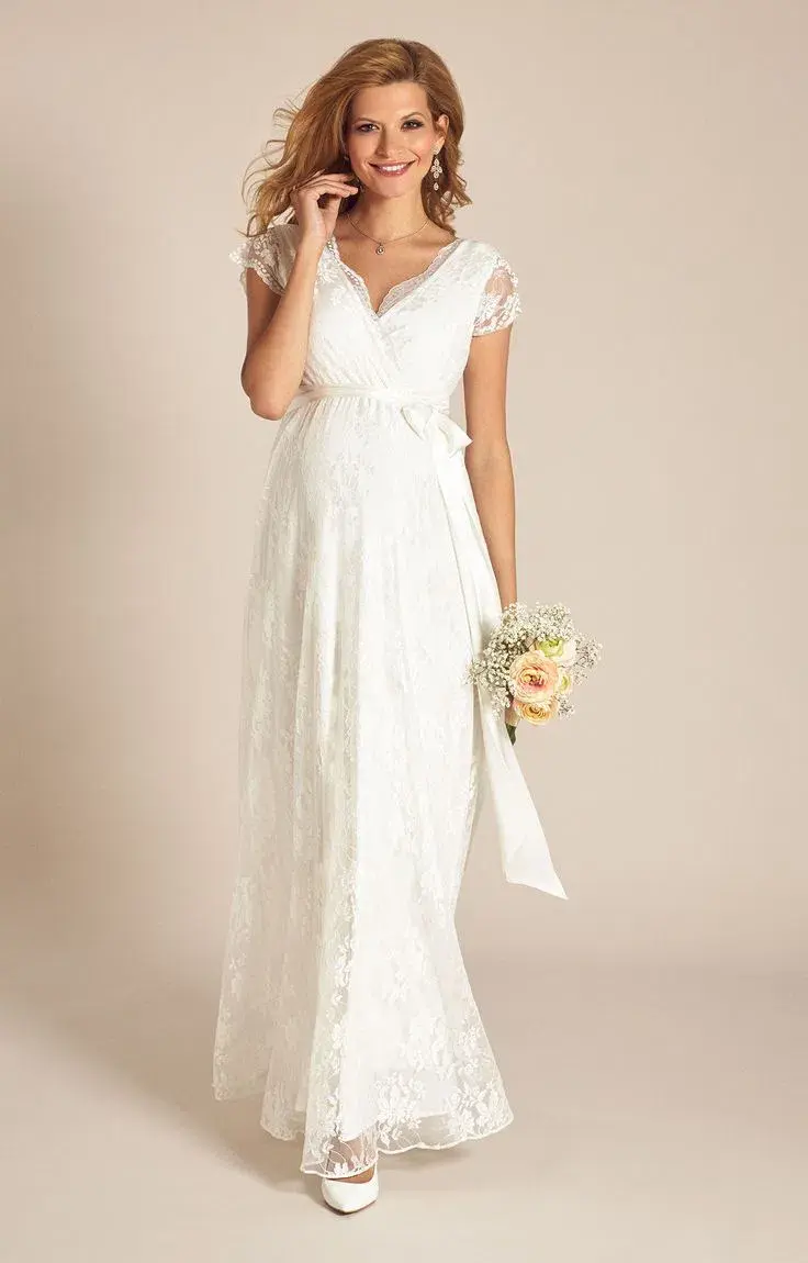 Tiffany Rose Eden Maternity Wedding Gown Ivory Dream Size 4 - Image 1