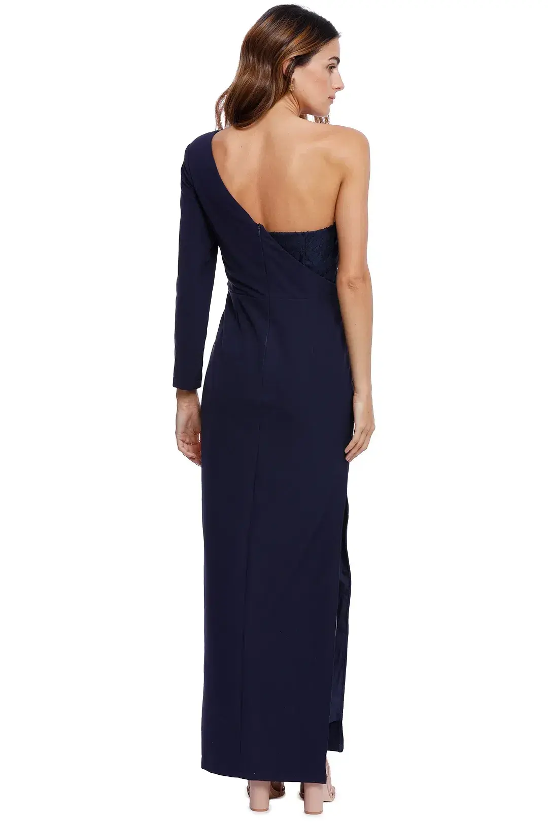 Elle Zeitoune High Split Asymmetrical Dress Navy Size 10 for rent on The Volte - main image