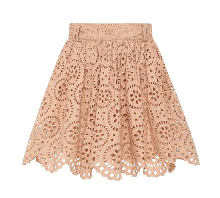 Aje Salita Broderie Skirt Beige Size 10 - Image 2