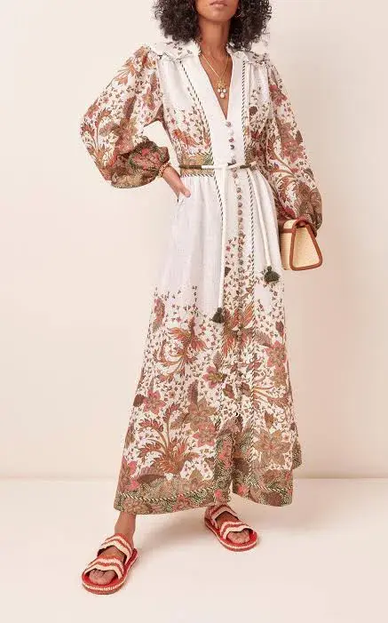 Zimmermann Empire Batik Floral Print Linen Dress Size 2 for rent on The Volte - main image