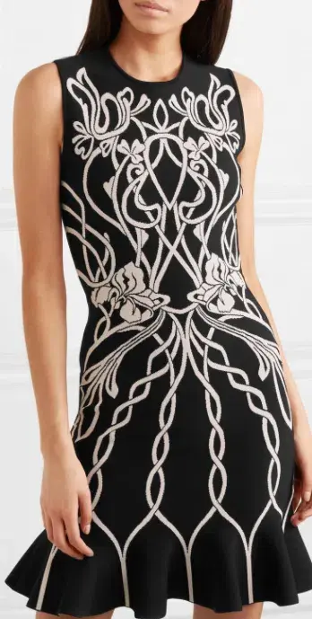  Alexander McQueen Jacquard Knit Mini Dress Black Size 10 - Image 2
