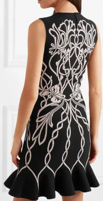  Alexander McQueen Jacquard Knit Mini Dress Black Size 10 - Image 3