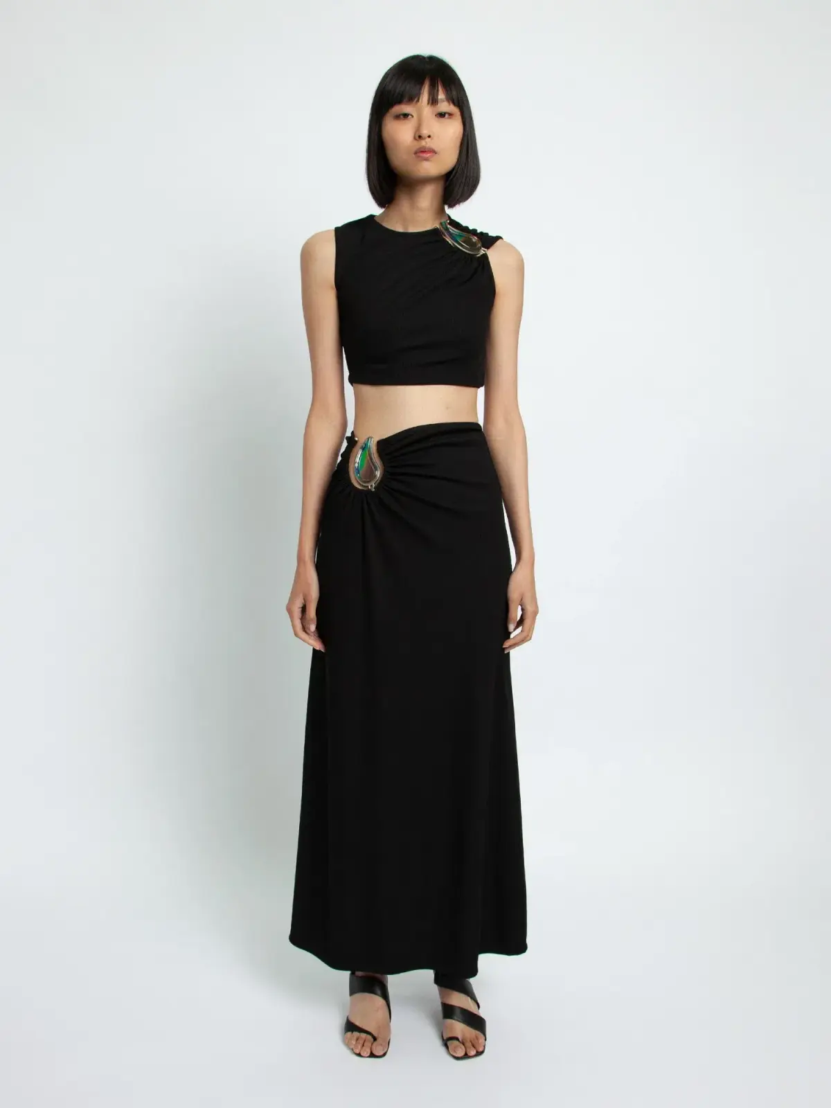 Christopher Esber Moodstone Crop Tank and Skirt Set Black Size 6 - Image 1
