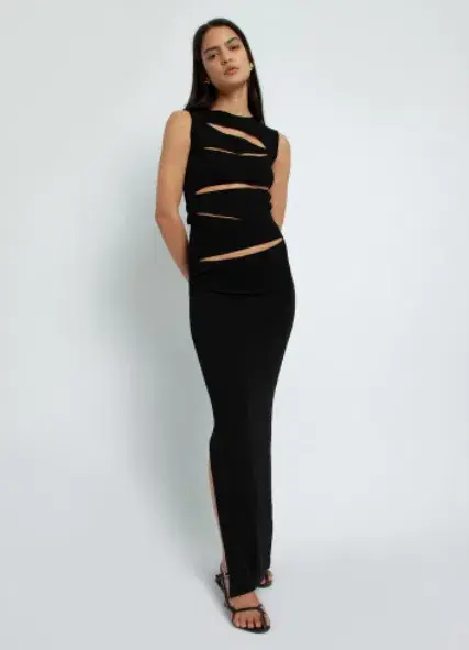 Christopher Esber Slashed Knit Dress Black Size 8 for rent on The Volte - main image