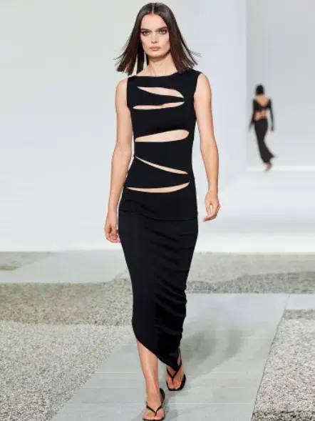 Christopher Esber Slashed Knit Dress Black Size 8 for rent on The Volte - main image