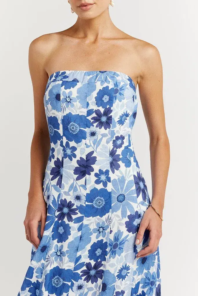 Dissh Lori Bloom Linen Panel Midi Dress Print Size 8 - Image 3