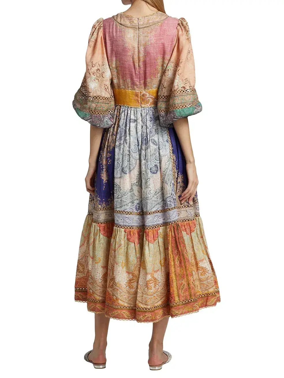 Zimmermann Anneke Lantern Midi Dress Spliced Print Size 4 / AU 16 - Image 2