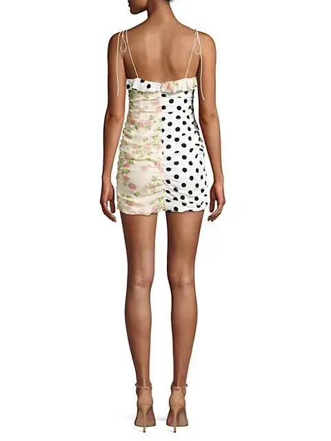 For Love and Lemons Mochi Shirred Mini Dress Print Size 8 - Image 2