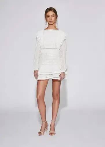 Sir the Label Ciel Detailed Long Sleeve Mini Dress Ivory Size 10 - Image 1