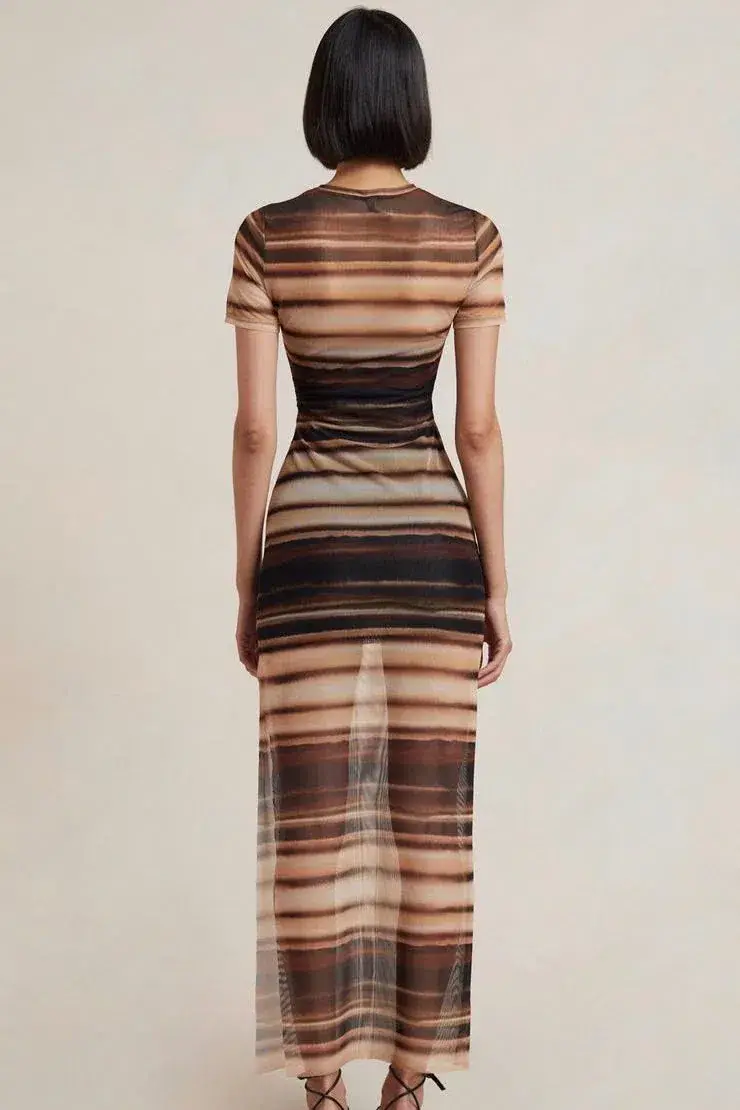 Bec & Bridge  Watercolour Short Sleeve Maxi Dress Print Size 8 - Image 5