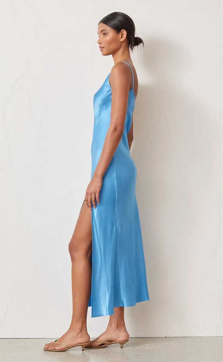 Bec & Bridge Frederic Asym Midi Dress Azure Blue Size 8 - Image 4