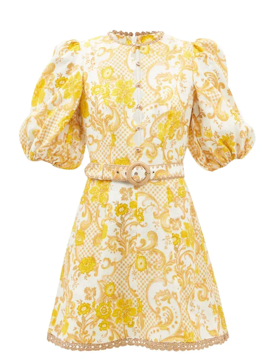 Zimmermann Postcard Mini Dress in Swirl Floral Yellow AU12 (22:05) - Image 8