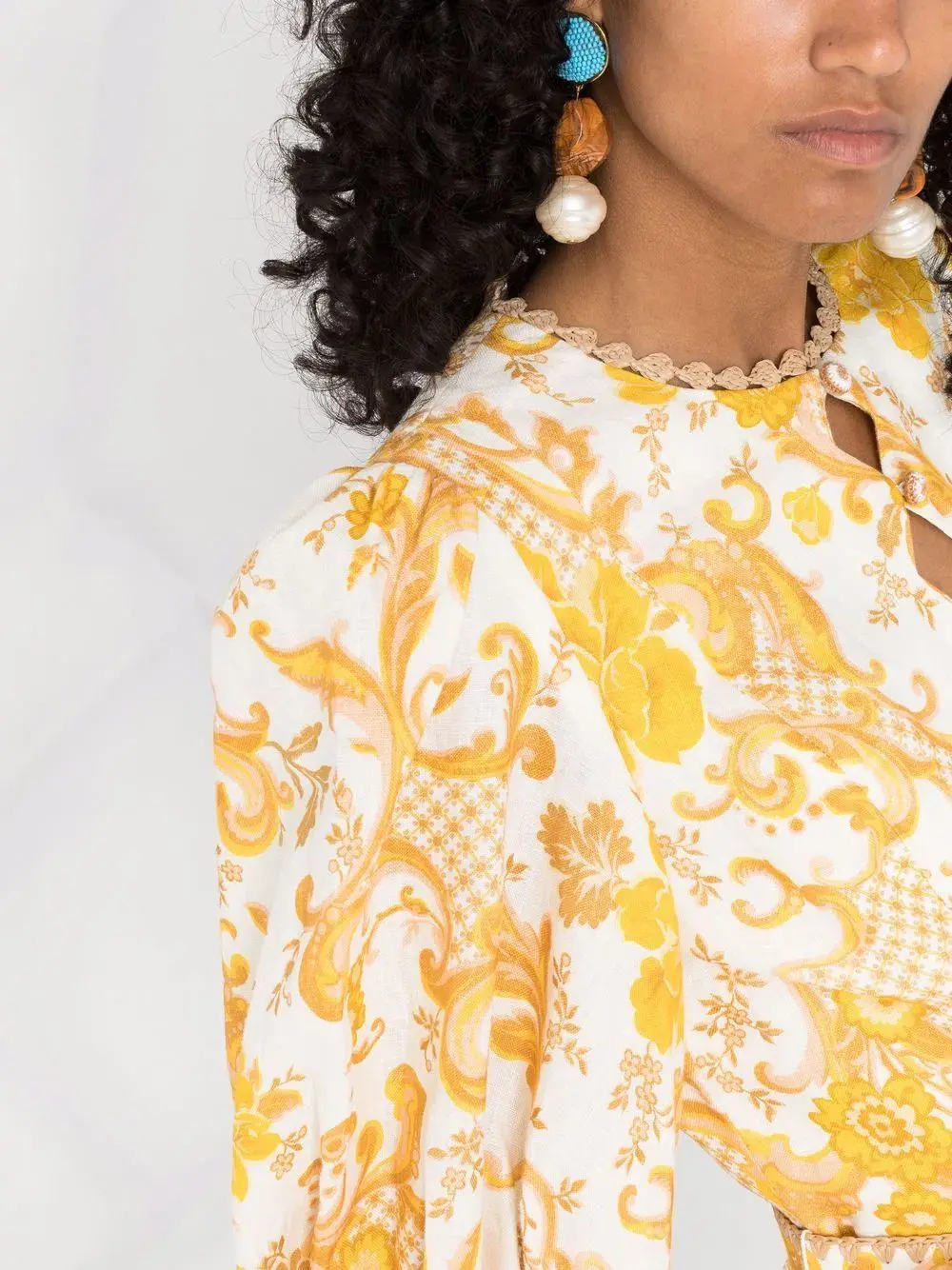 Zimmermann Postcard Mini Dress in Swirl Floral Yellow AU12 (22:05) for rent on The Volte - main image