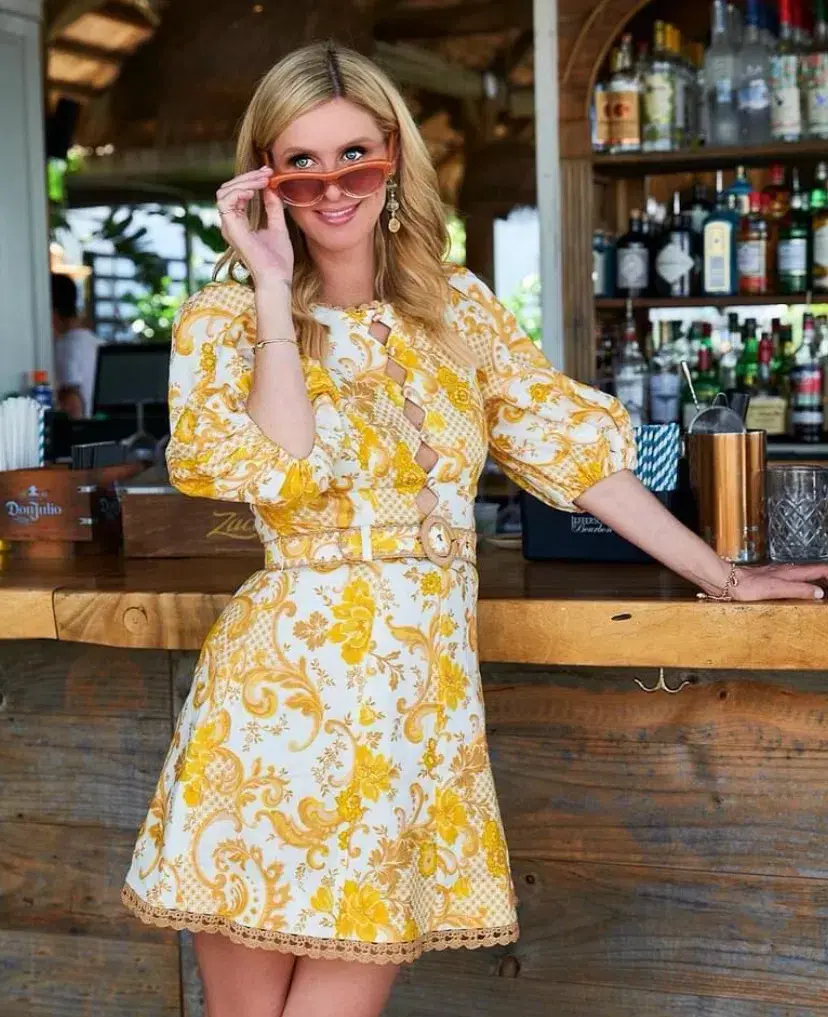 Zimmermann Postcard Mini Dress in Swirl Floral Yellow AU12 (22:05) - Image 2