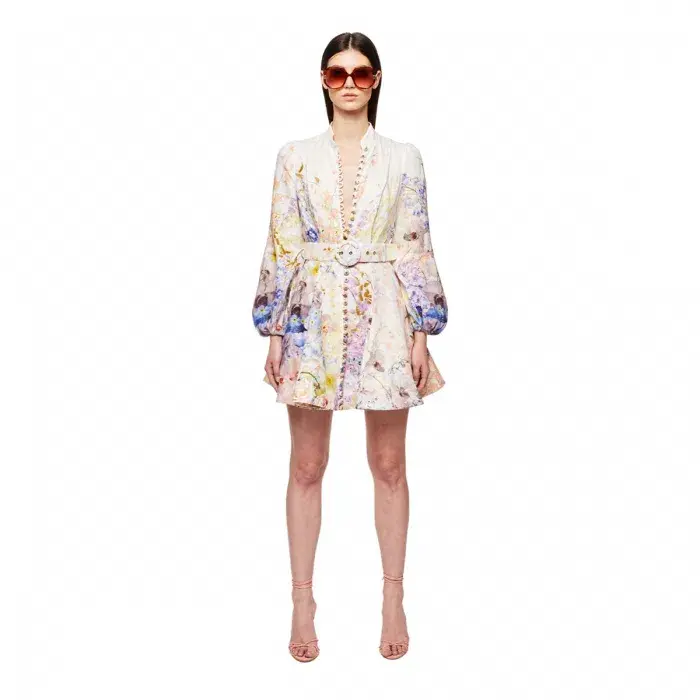 Zimmermann Rhythmic Buttoned Mini Dress Citrus Garden AU12 (22:03) - Image 3