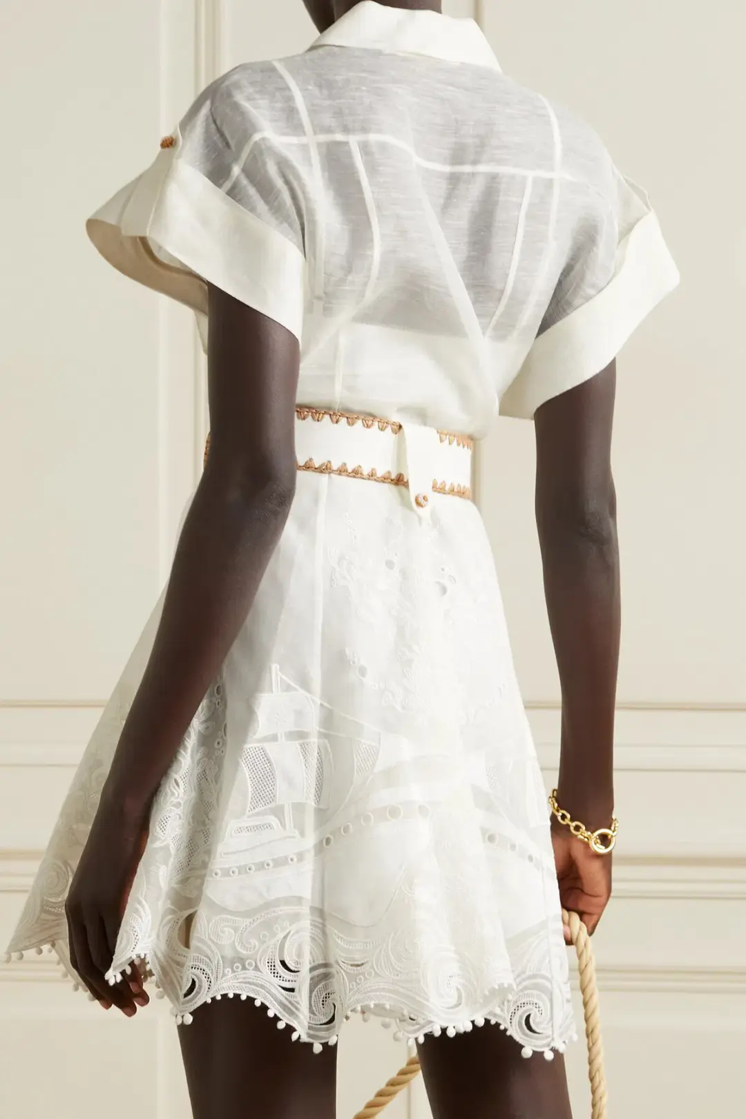 Zimmermann Postcard Belted Mini Dress Ivory Size 2/ AU 12  for rent on The Volte - main image