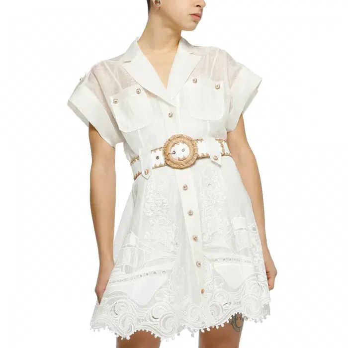 Zimmermann Postcard Belted Mini Dress Ivory Size 2/ AU 12  - Image 4