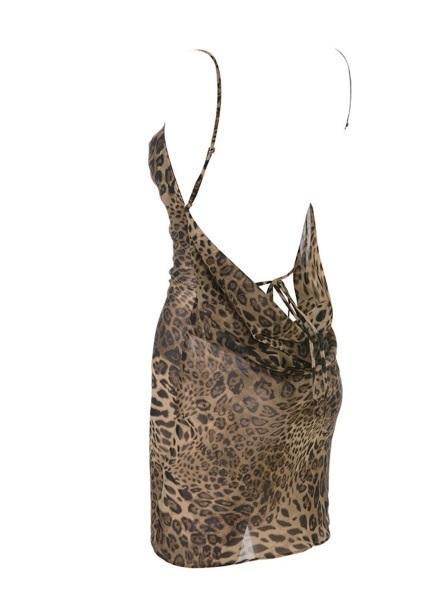 MISTRESS ROCKS ALL OUT LEOPARD PRINT BIAS CUT COWL NECK DRESS - Image 14