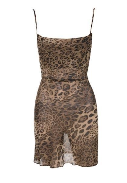 MISTRESS ROCKS ALL OUT LEOPARD PRINT BIAS CUT COWL NECK DRESS - Image 12
