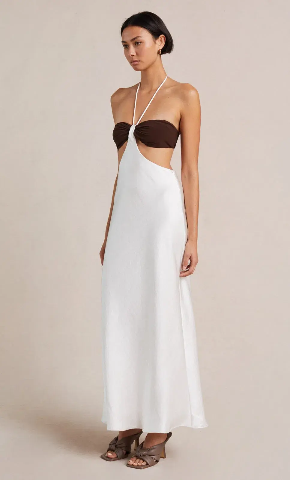 Bec & Bridge Nadia Cut Out Dress Ivory/Chocolate Size 10  for rent on The Volte - main image