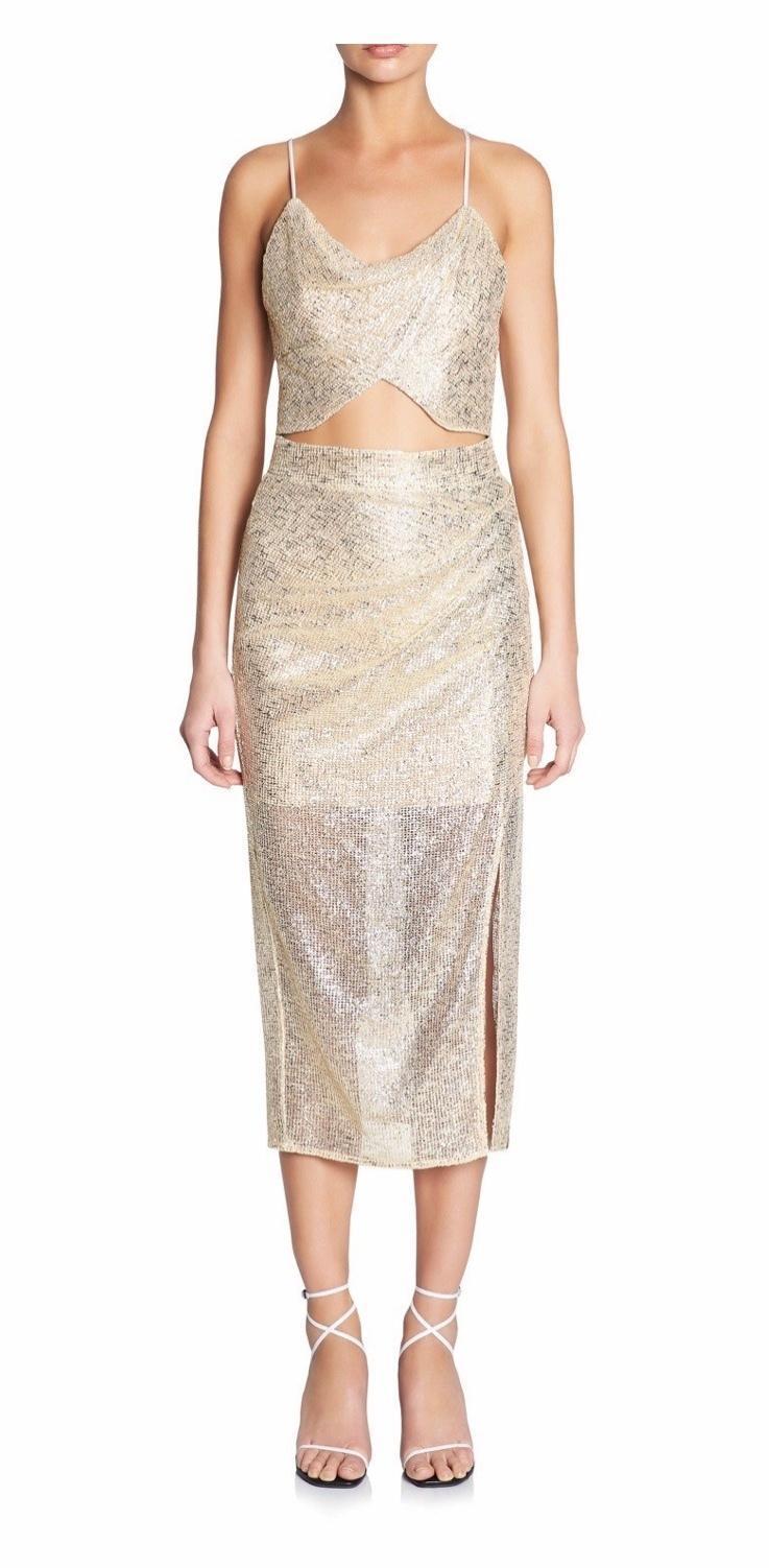 Manning Cartell flash bulb top and skirt set metallic size 8 for rent on The Volte - main image