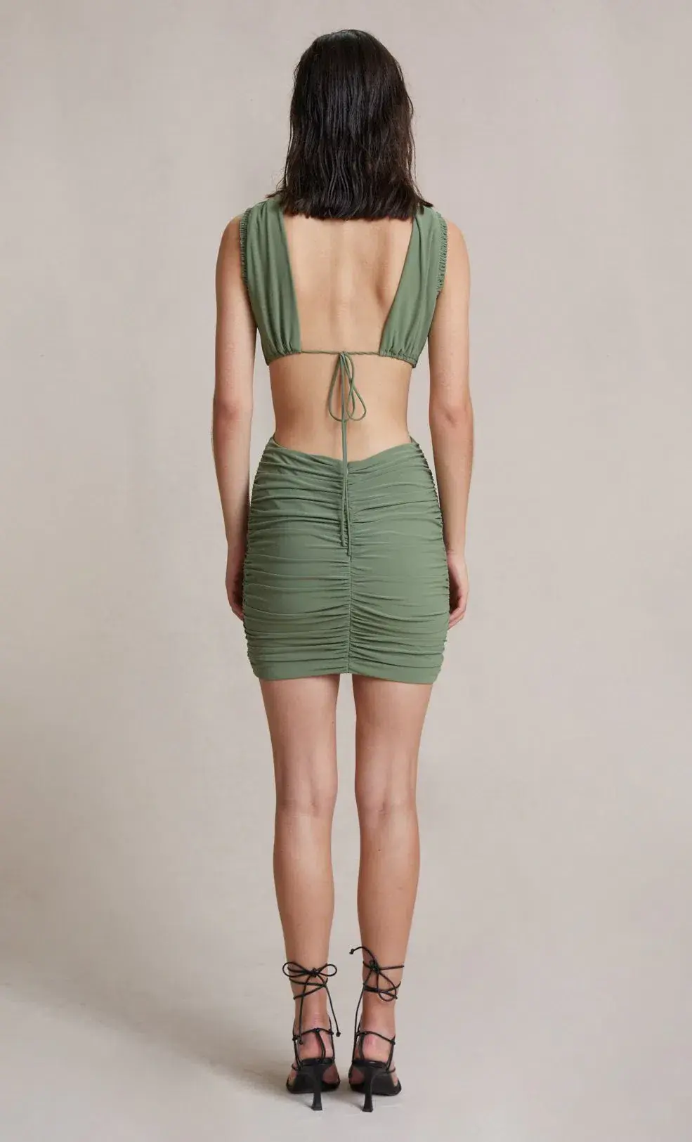 Bec & Bridge Vixen Mini Dress Olive Size 12 for rent on The Volte - main image