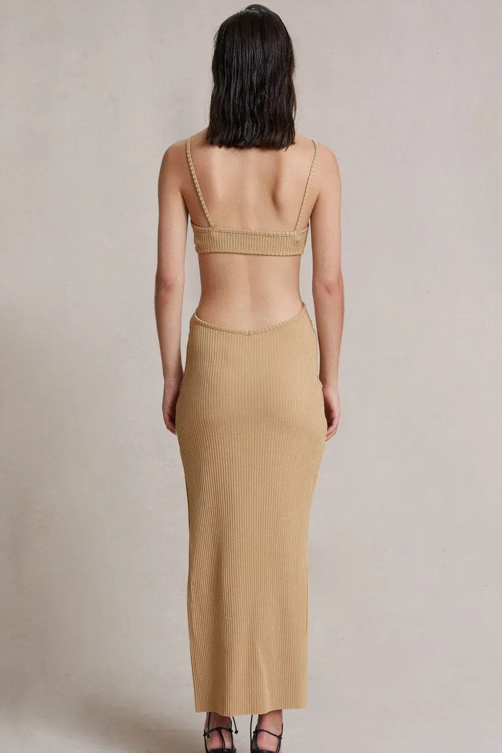 Bec & Bridge Selene V Maxi Dress Camel Size 8  for rent on The Volte - main image