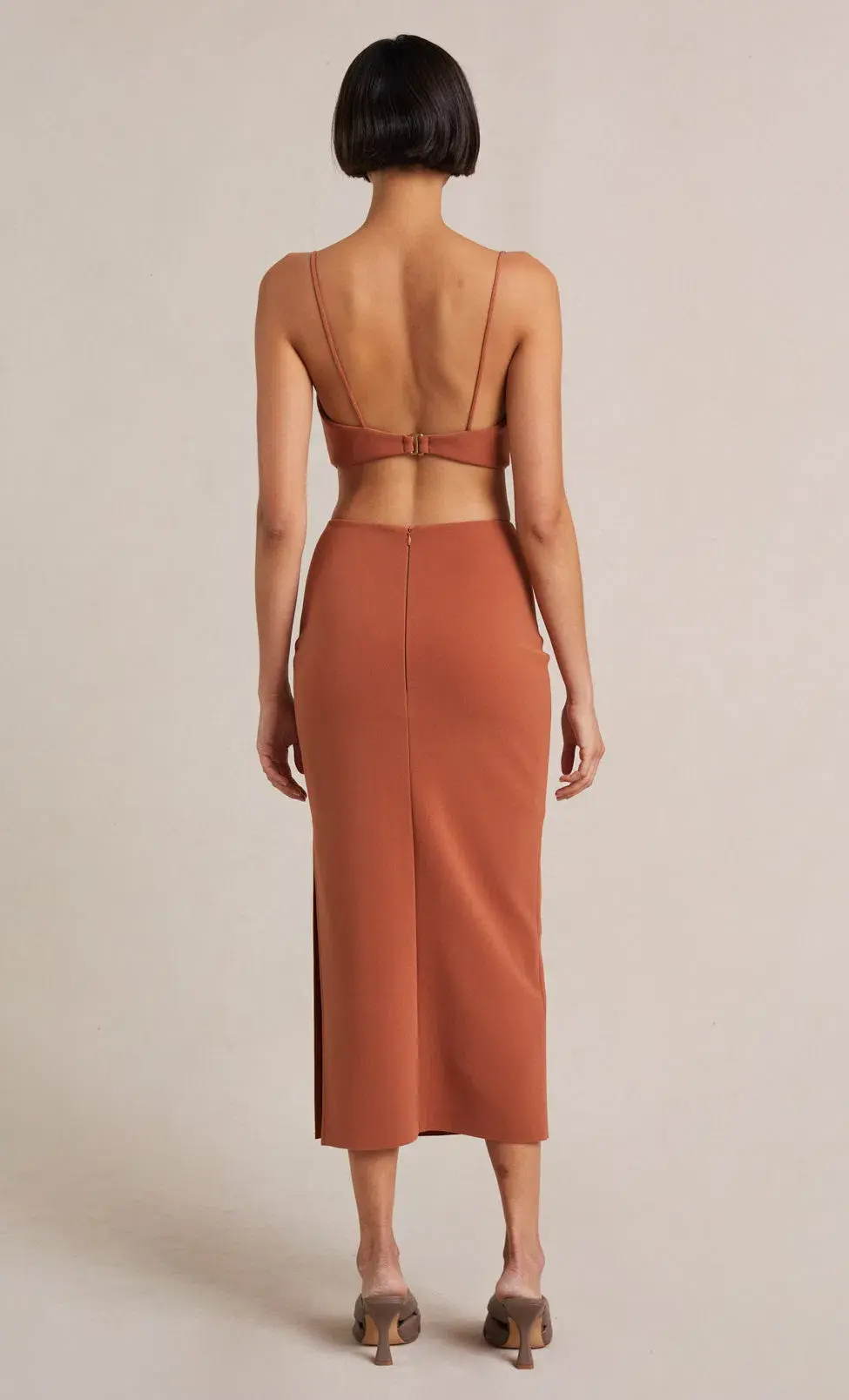 Bec & Bridge  Alba Cut Out Midi Dress Terracotta Size 10 - Image 4
