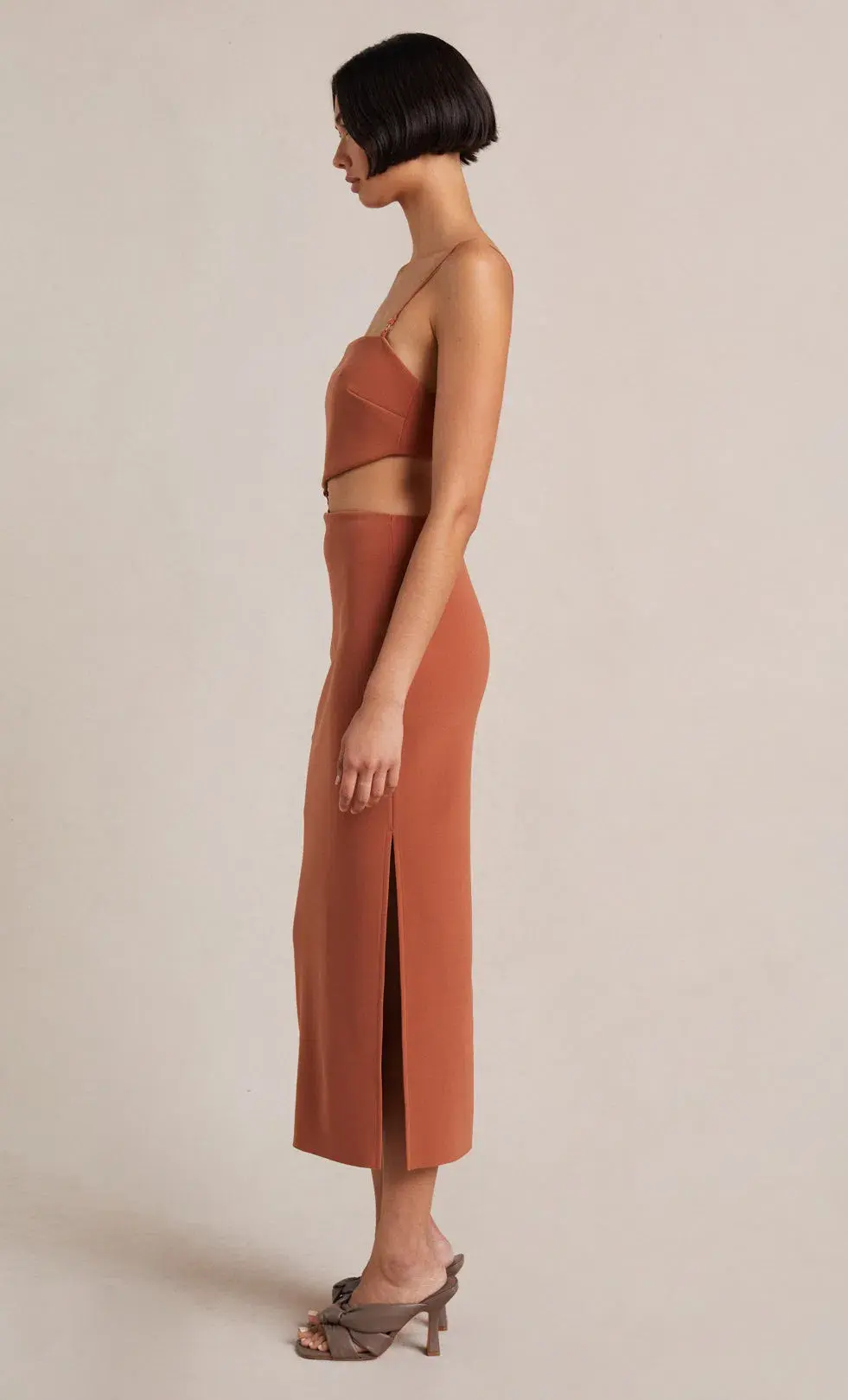 Bec & Bridge  Alba Cut Out Midi Dress Terracotta Size 10 - Image 3