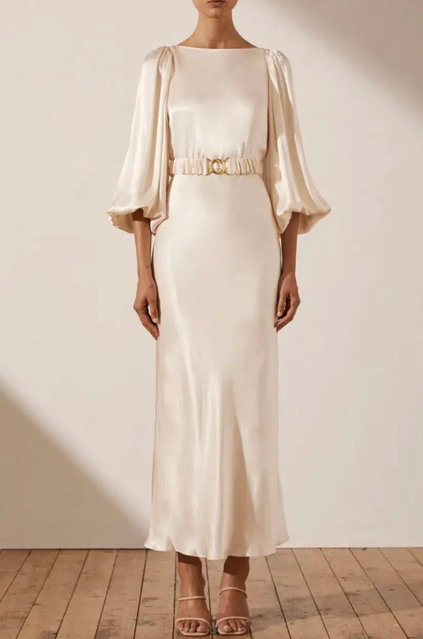 Shona Joy La Lune Balloon Sleeve Dress Cream Size 8  - Image 1